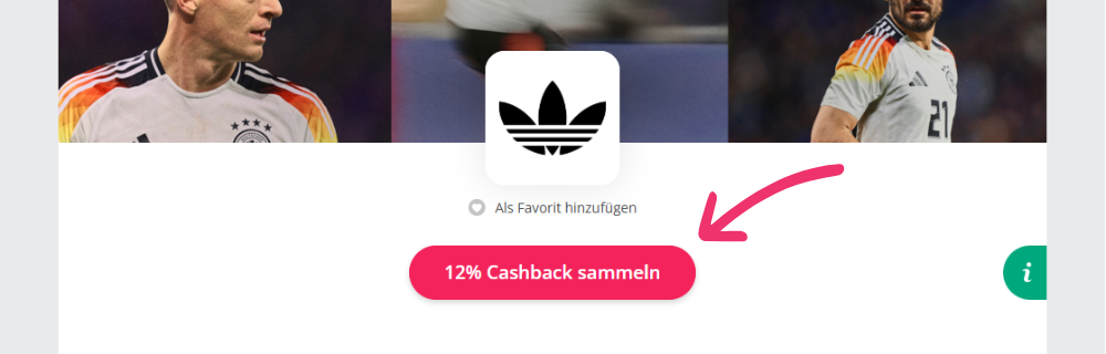 TopCashback-Händlerseite mit hervorgehobenem Button zum Aktivieren von Cashback.