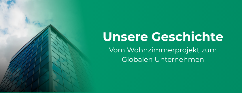 Modernes Bürogebäude mit dem Blog-Titel-Schriftzug