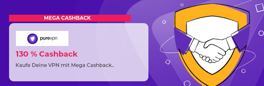 PureVPN, mega Cashback mit 130%